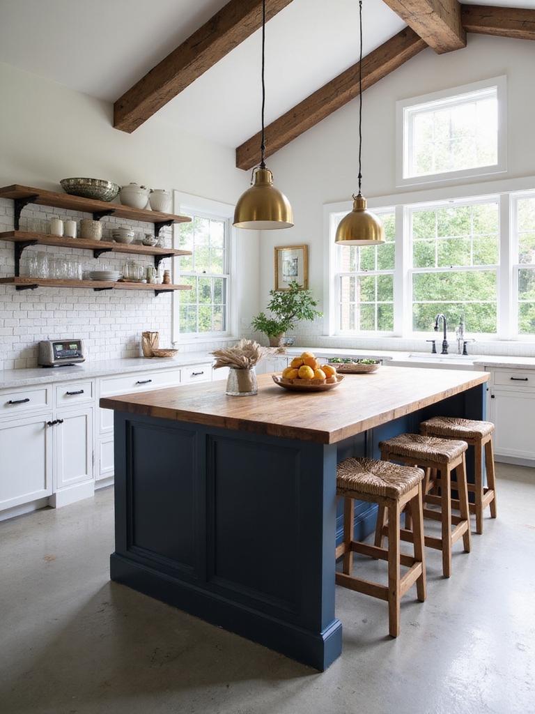 two tone rustic chic island
