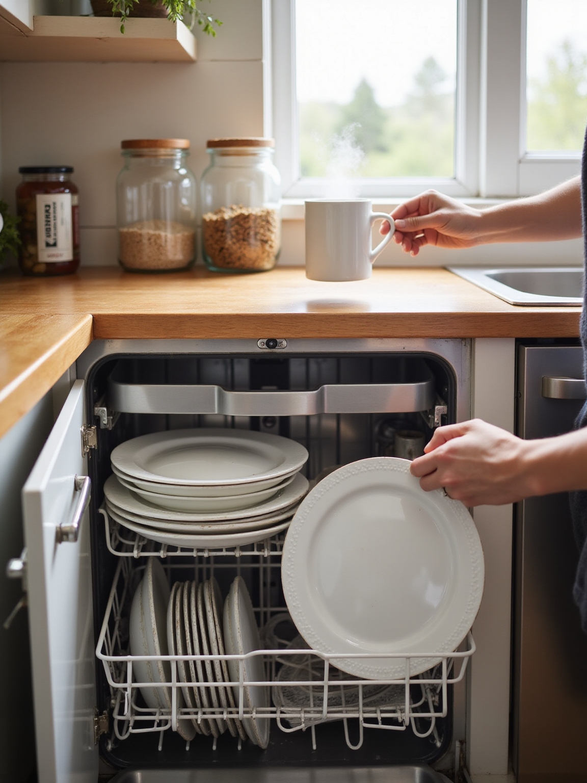 unload dishes mindfully efficiently