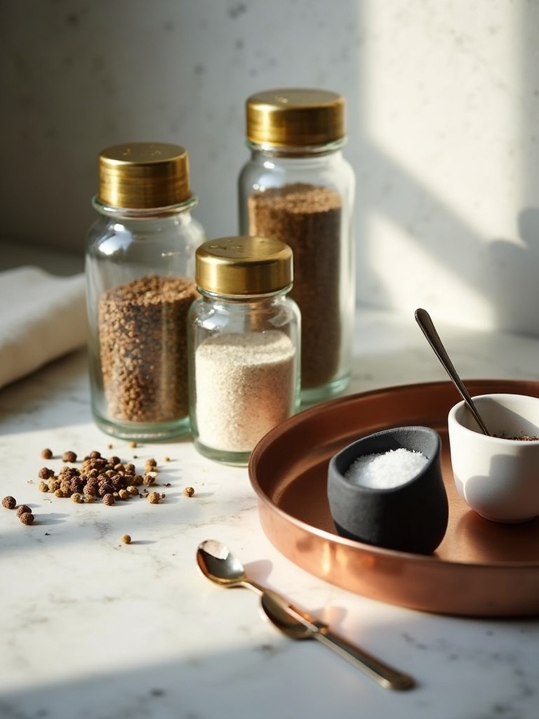 warm artisanal spice jar cluster