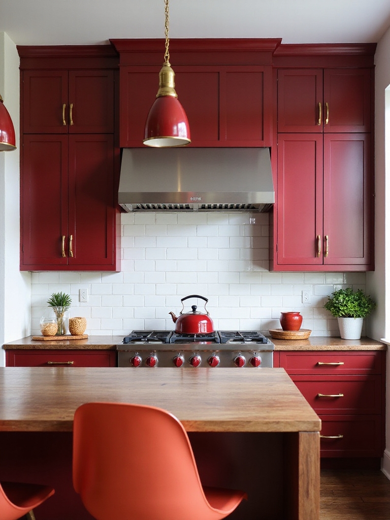 warm earthy red kitchen tones