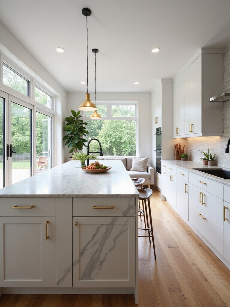 warm lived in open kitchen