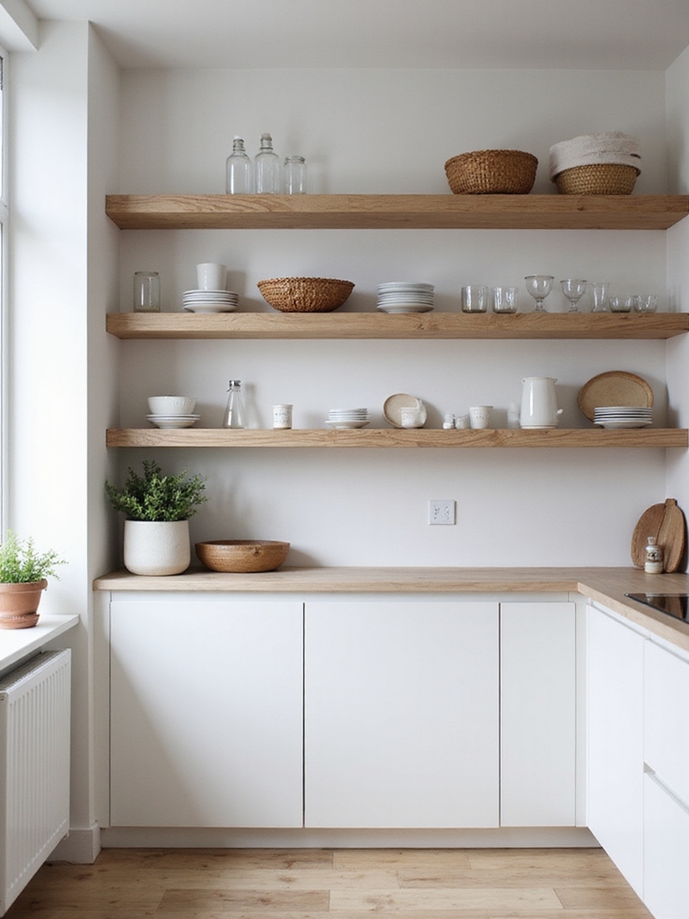 warm matte oak shelves