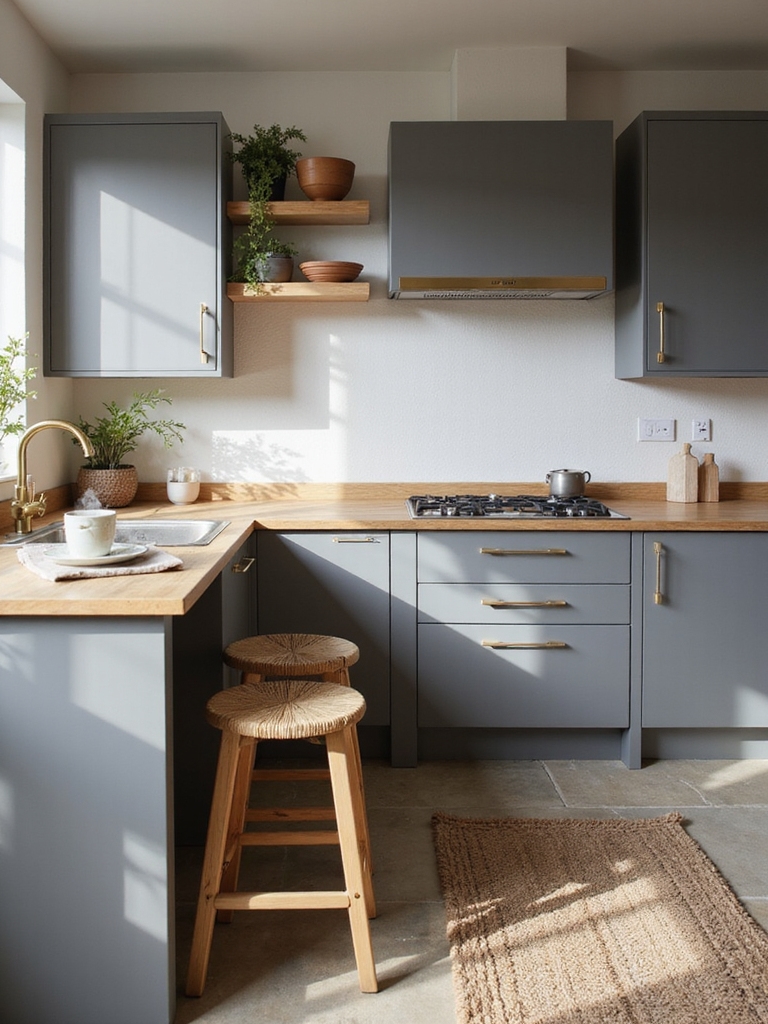warm wood brass textiles