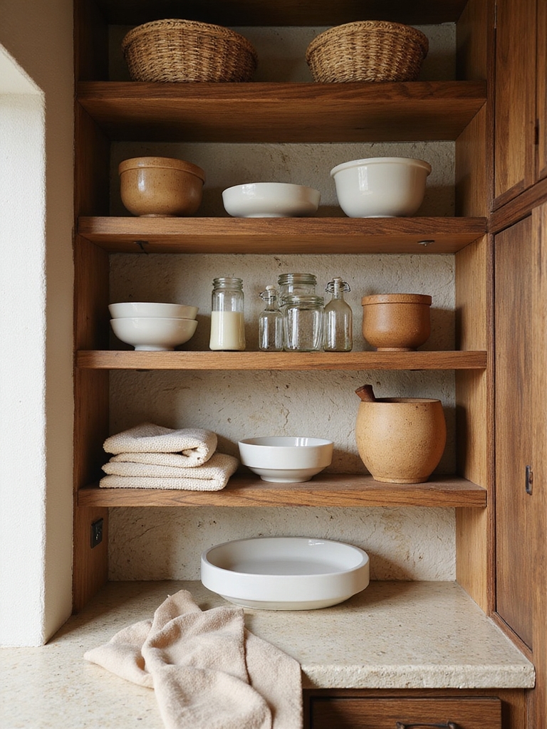 warm wood stone textiles