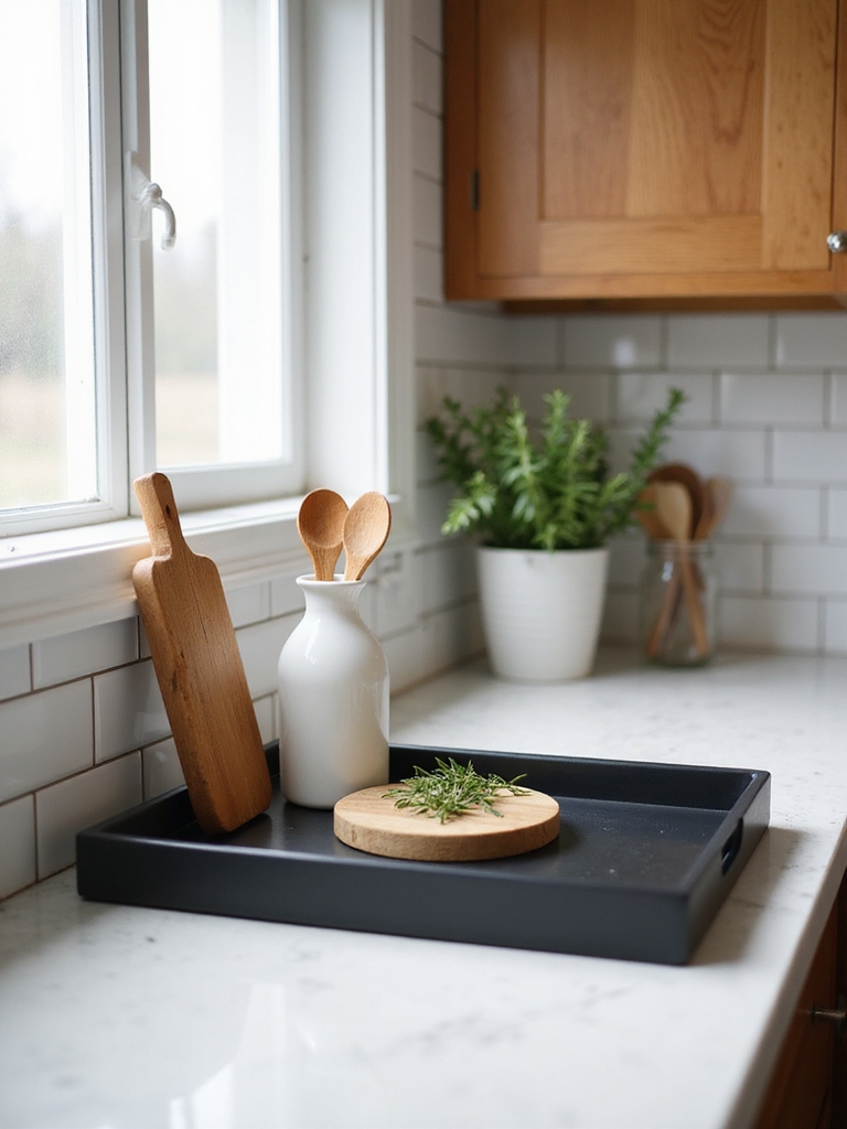 warm wood tray grouping