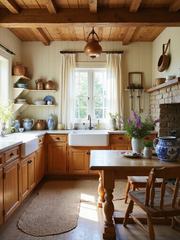 warm wood wrought iron accents