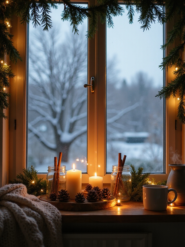 winter magical kitchen window d cor