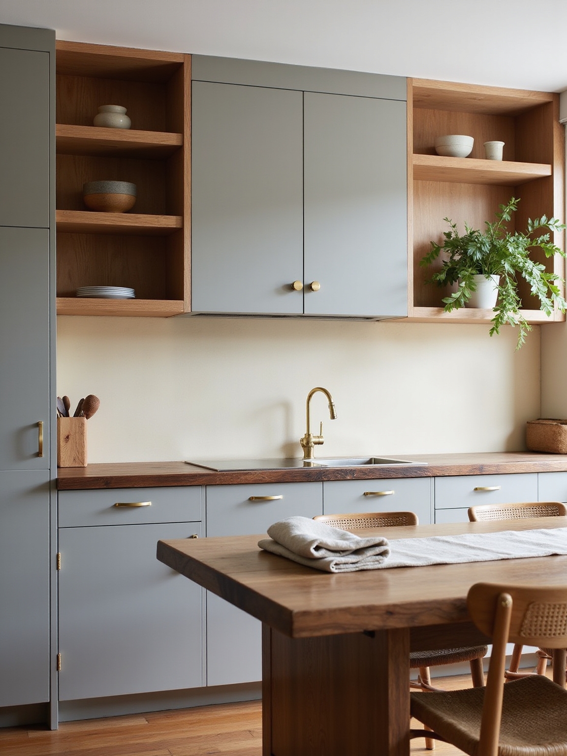 wood tones soften warm grey