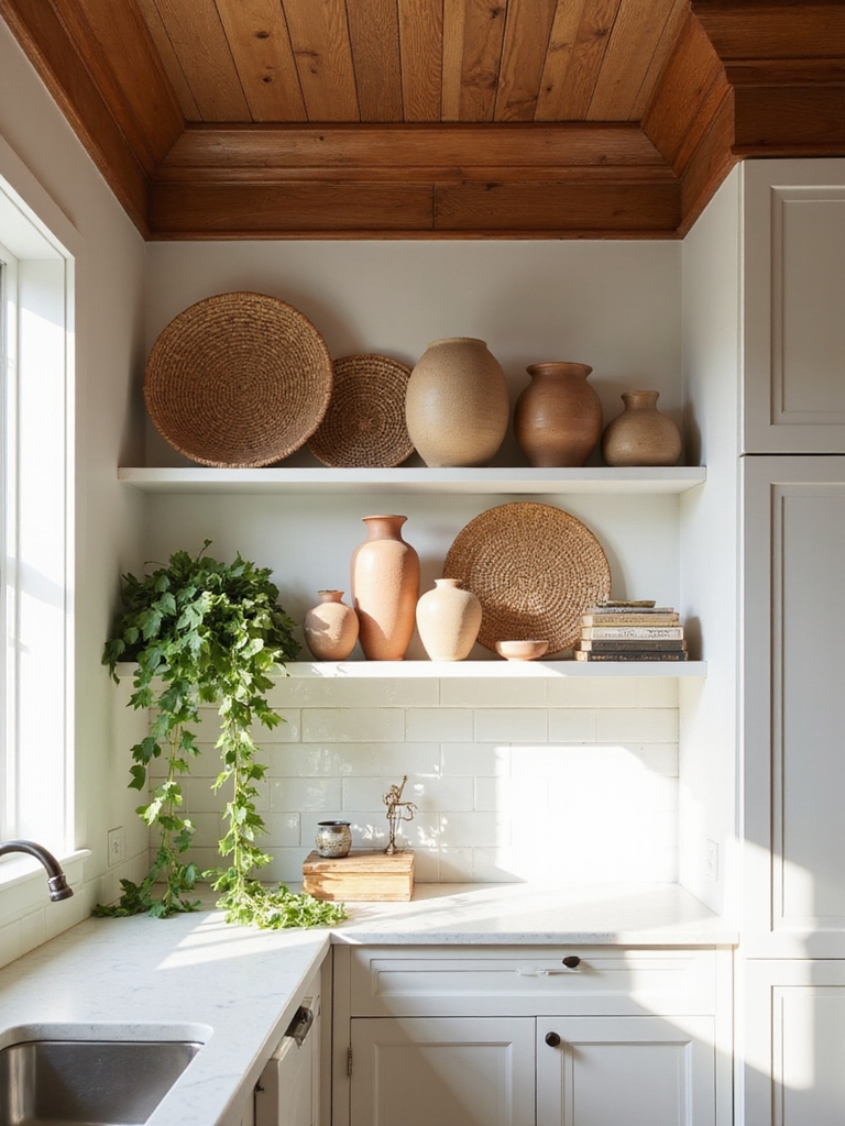 woven baskets crocks fern