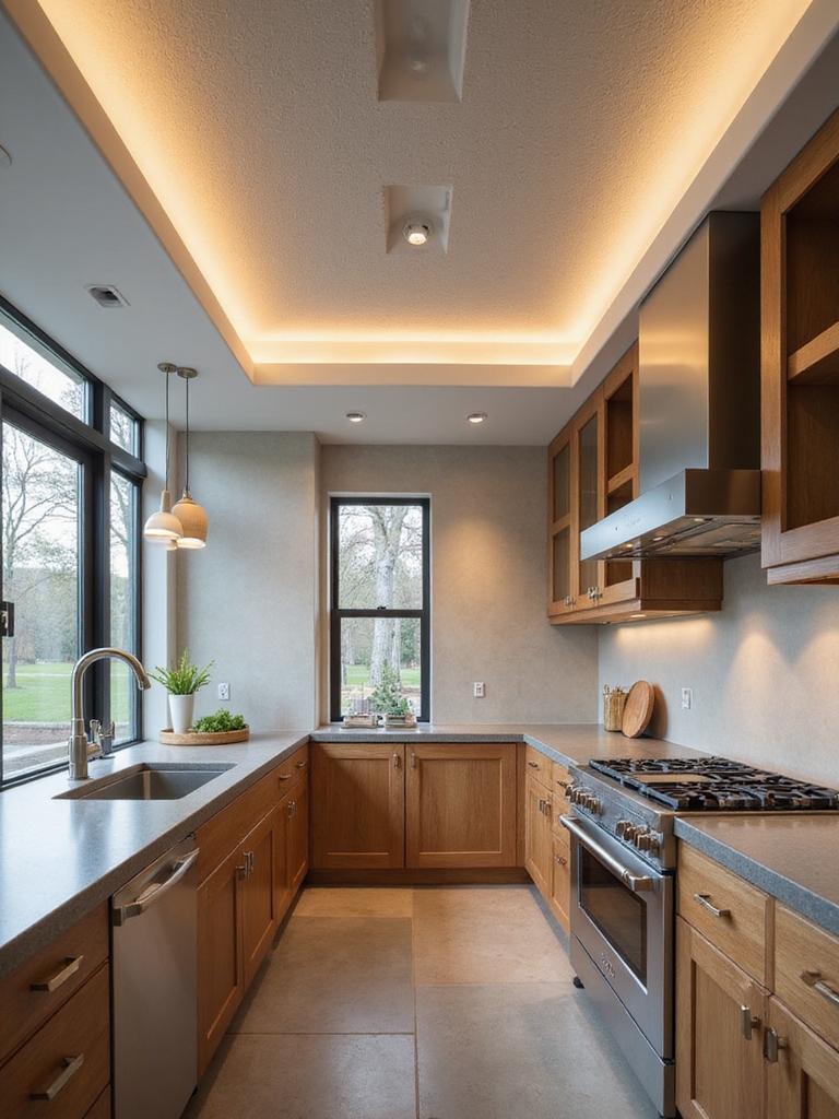 zoned layered kitchen lighting