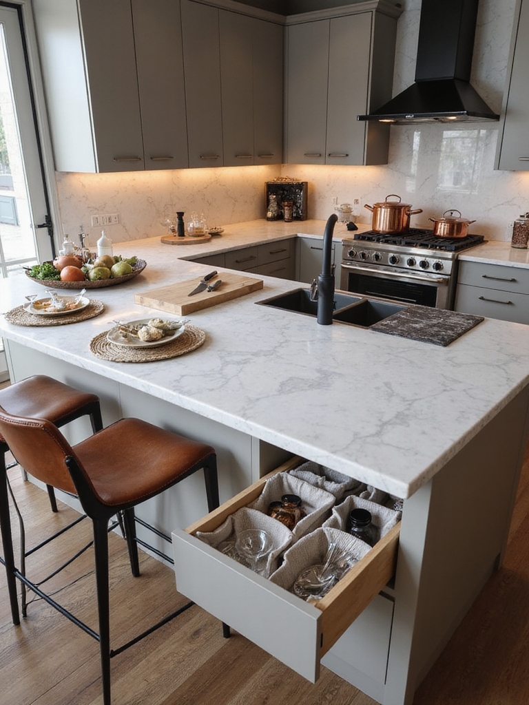zoned multifunctional luxury kitchen island