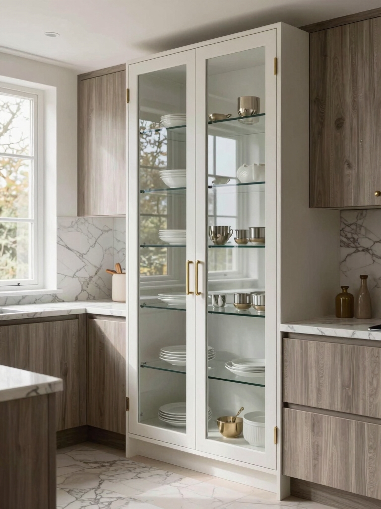 airy glass front kitchen displays