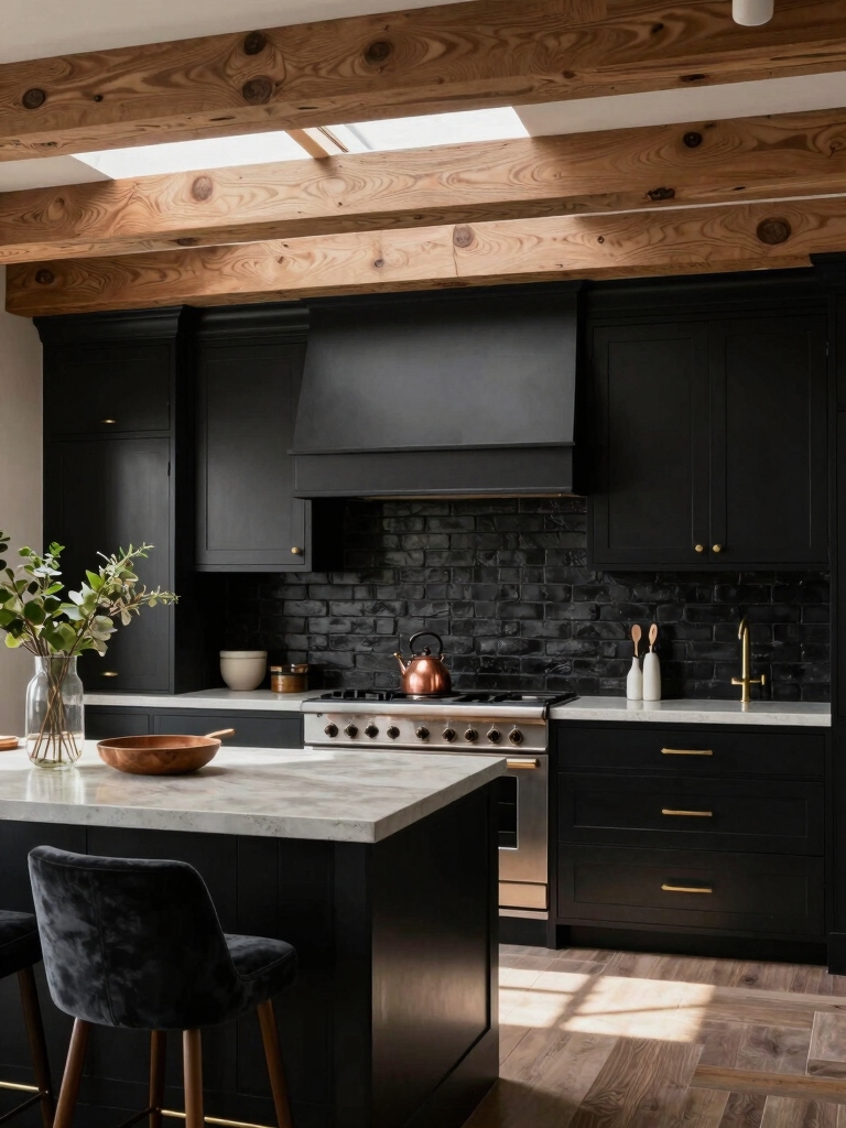 authentic black farmhouse kitchen
