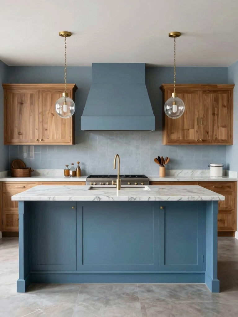 balanced medium blues cabinetry