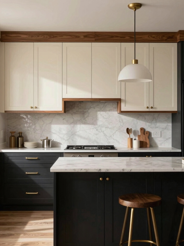 balanced two tone kitchen design