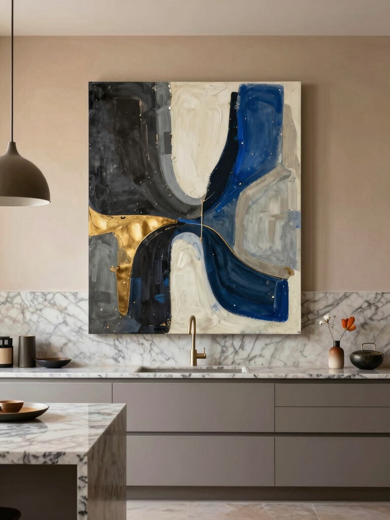bold abstract kitchen art