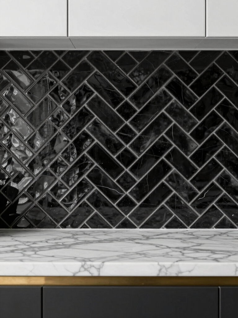bold black and white backsplash design