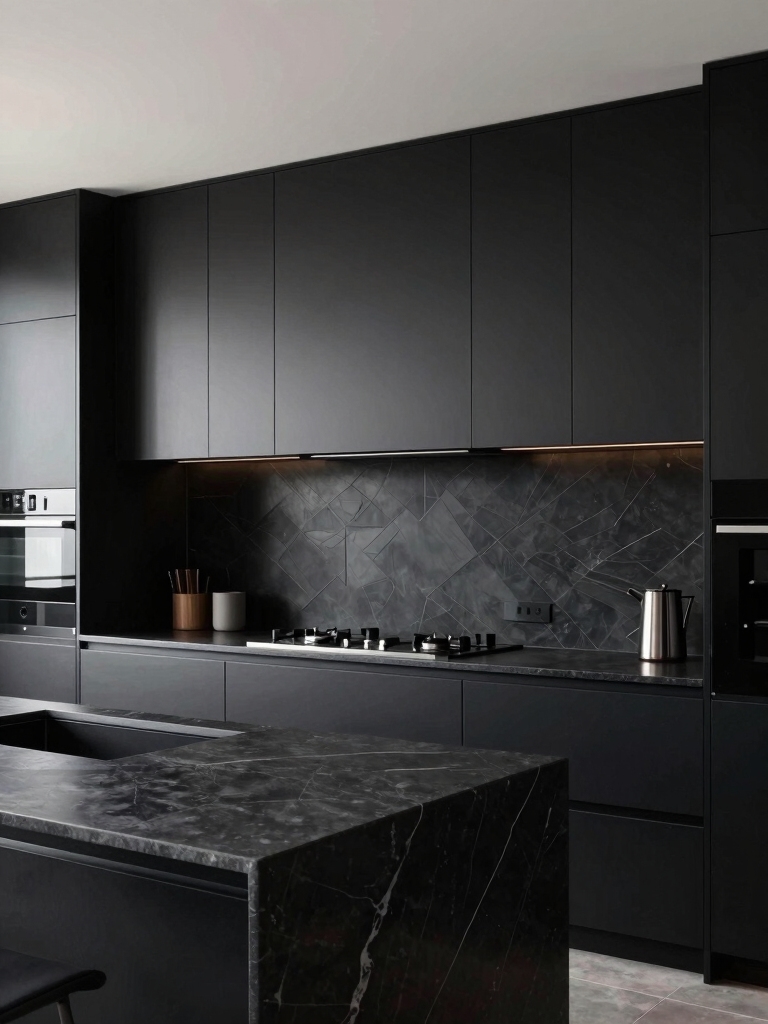 bold black backsplash details