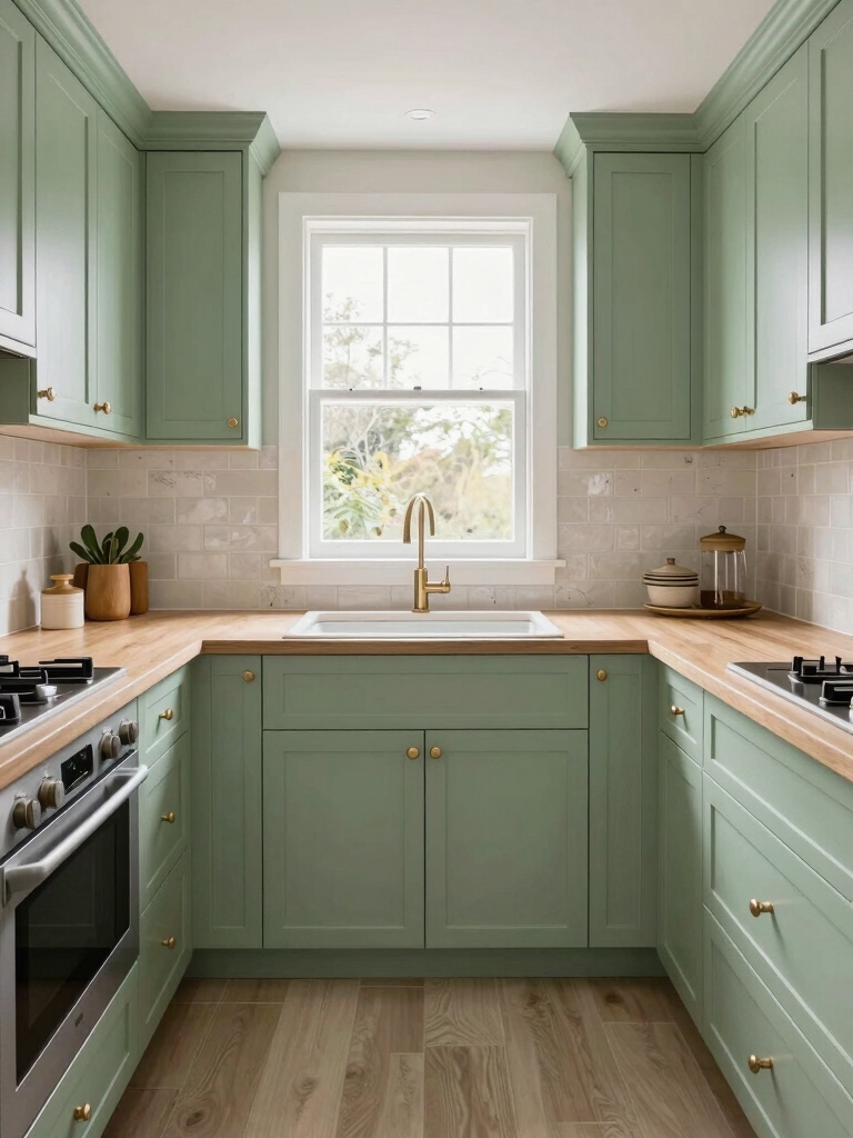 bright light green cabinets