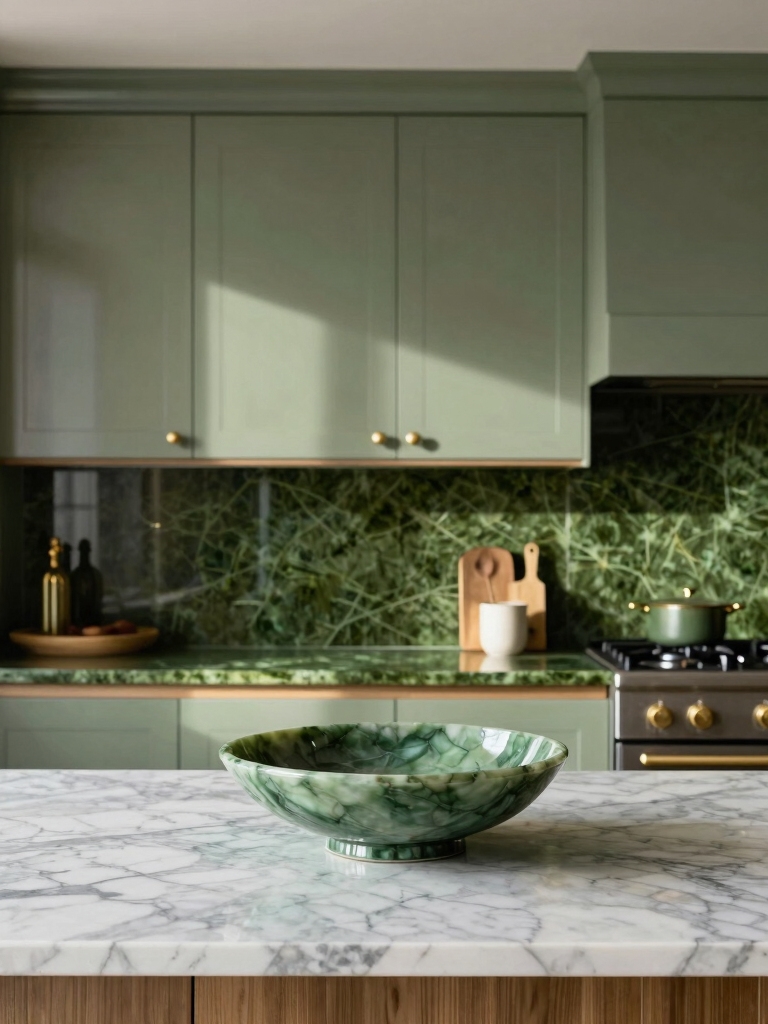 calm purposeful green kitchen