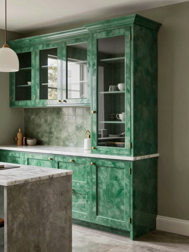 calming green kitchen aesthetics