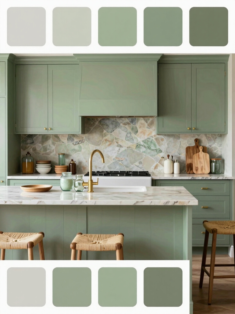 calming soft green kitchens