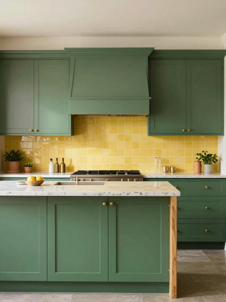 cheerful green and yellow kitchen