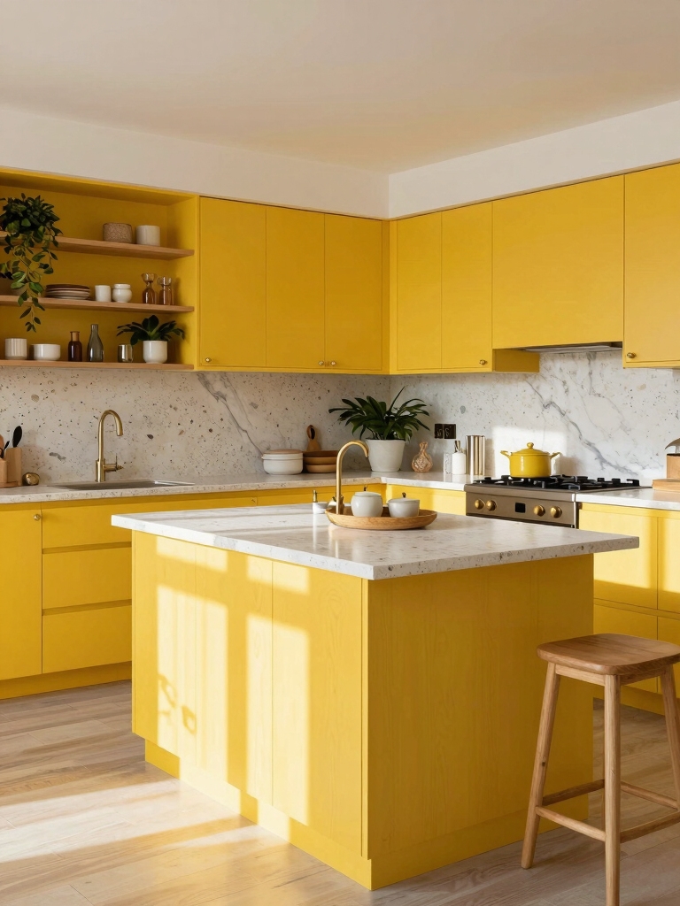 cheerful yellow kitchen cabinets