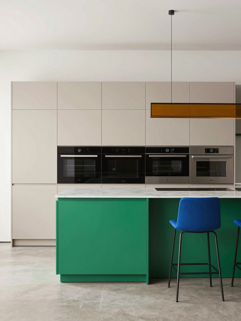 clutter free colorful kitchen accents