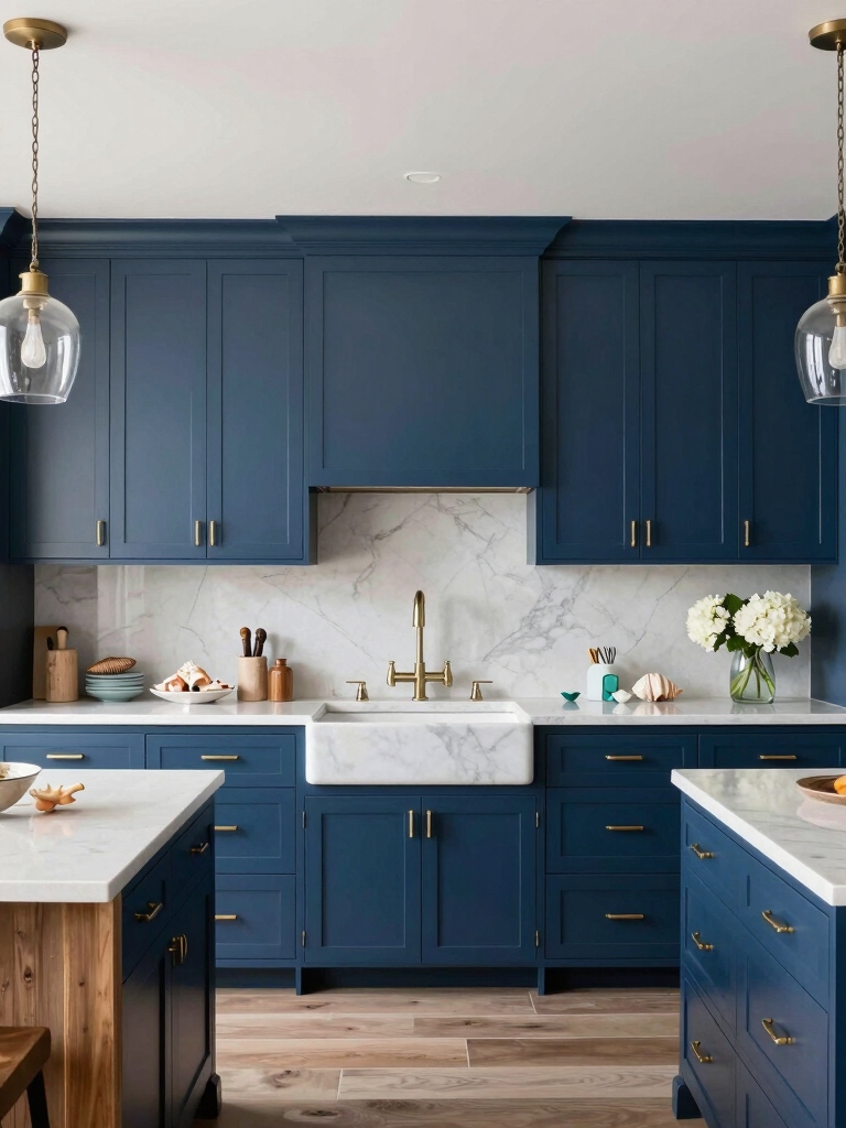 coastal blue kitchen cabinets