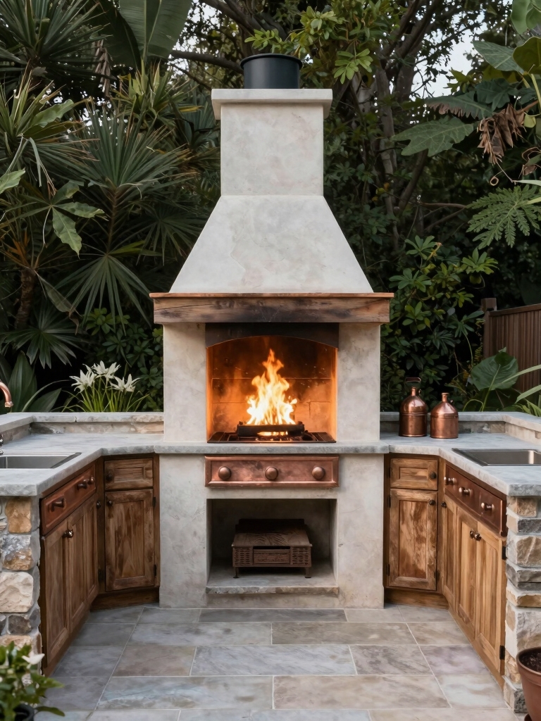 cozy backyard fire feature
