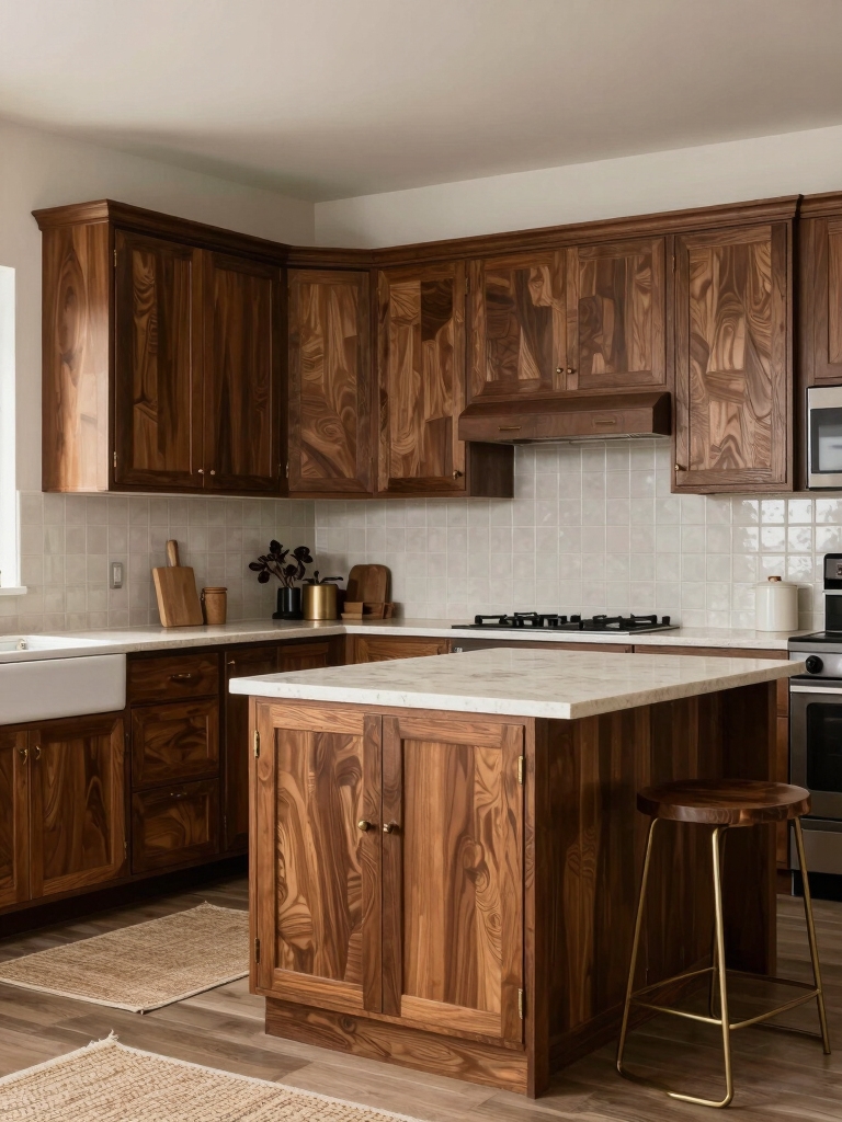 cozy brown kitchen cabinets