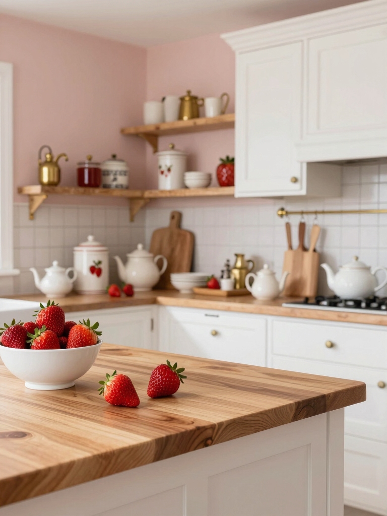 cozy strawberry kitchen ambiance