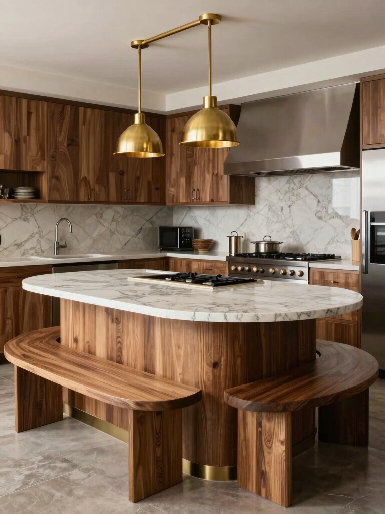 curved benches optimize kitchen seating