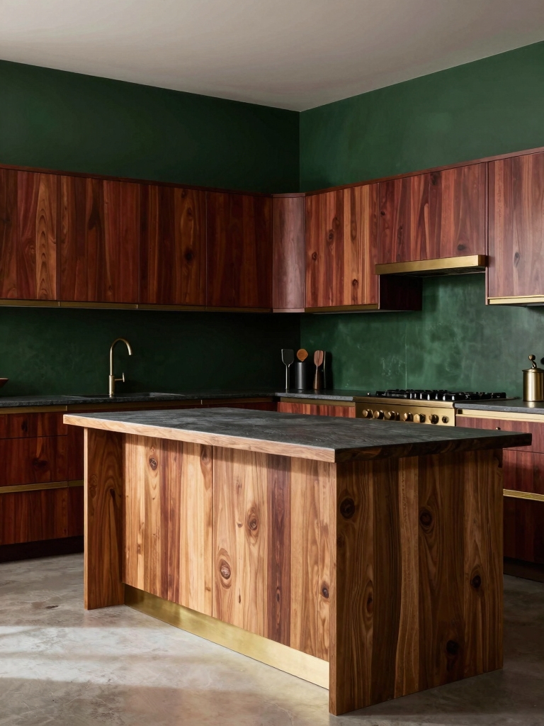 dark greens and warm wood