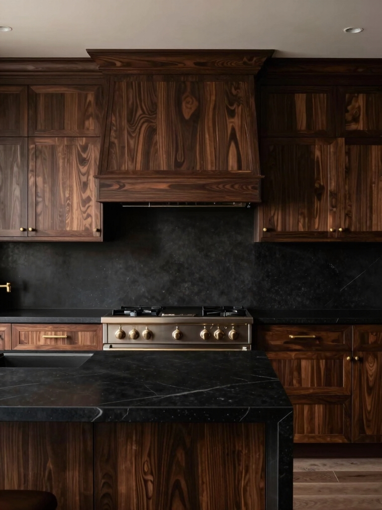 dark wood enhances kitchen warmth