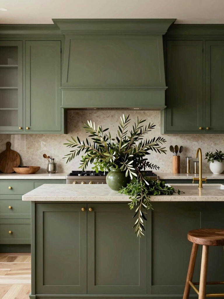 earthy olive green tones