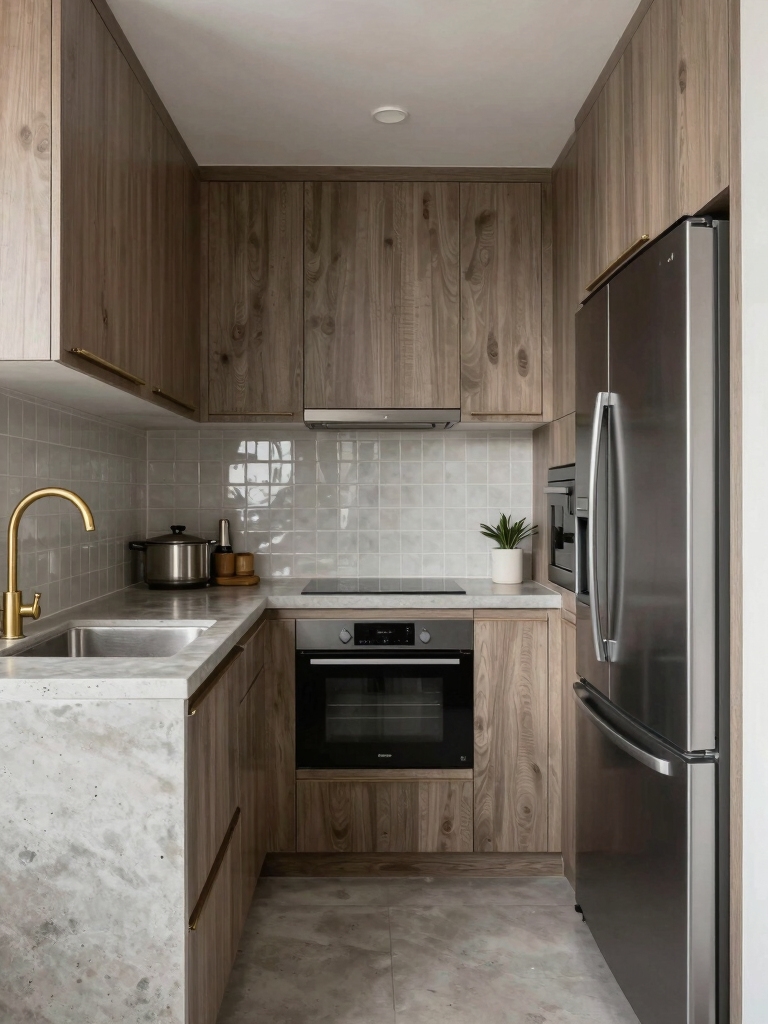 efficient narrow kitchen design