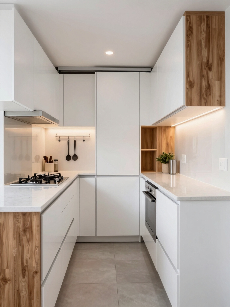 efficient narrow kitchen design