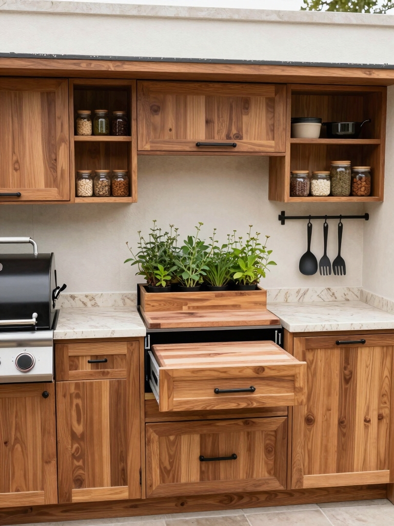 efficient outdoor kitchen storage