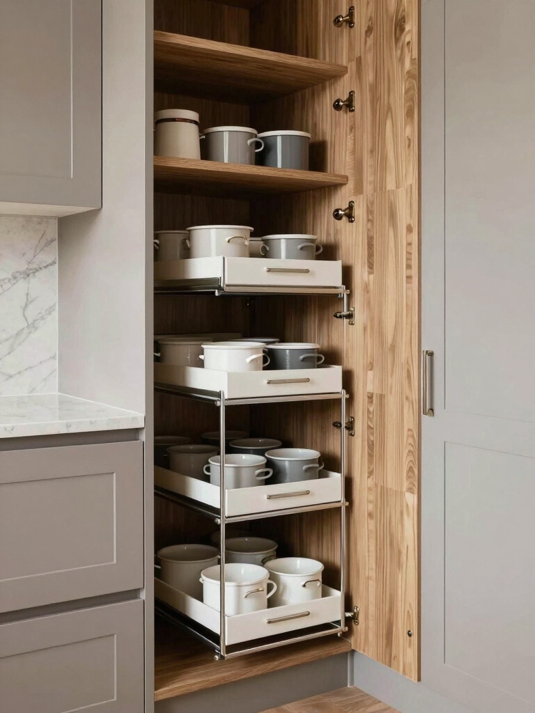efficient pull out pantry organization