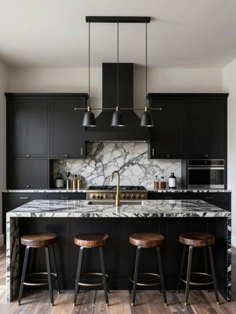 elegant black accent kitchens