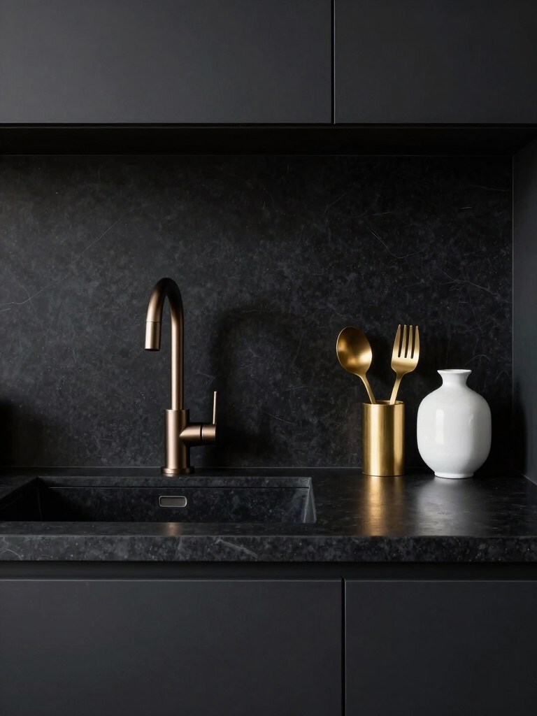 elegant black kitchen design