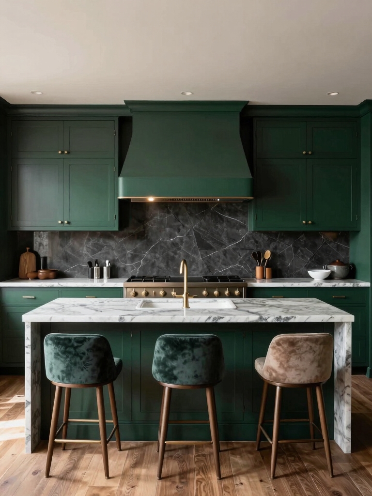 elegant dark green kitchen