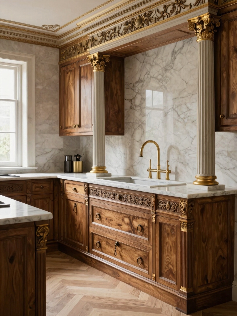 elegant sculpted cabinetry details