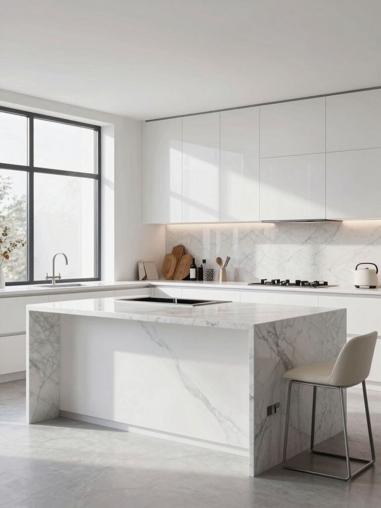 elegant serene white kitchens
