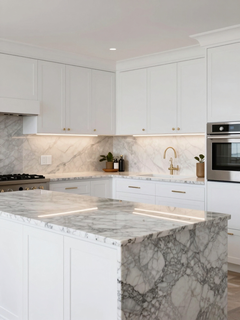 elegant white granite kitchens