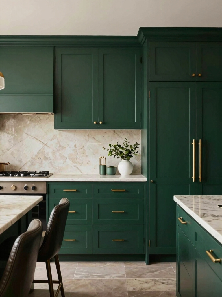 emerald cabinetry as focal point