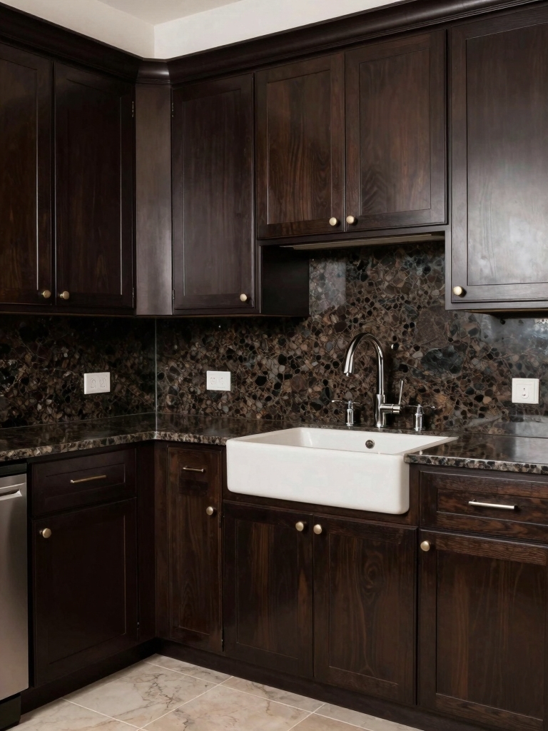 espresso cabinets deep granite