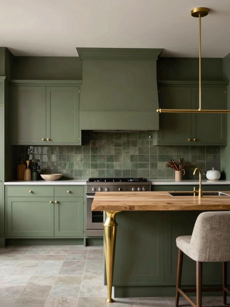 fresh olive brass kitchen
